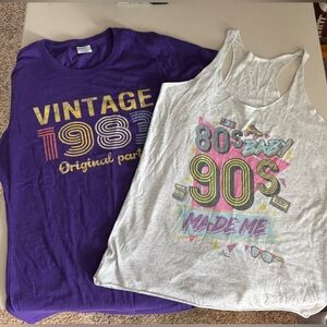 Women’s size medium 1983 Vintage purple tshirt & 80’s baby razor back tank